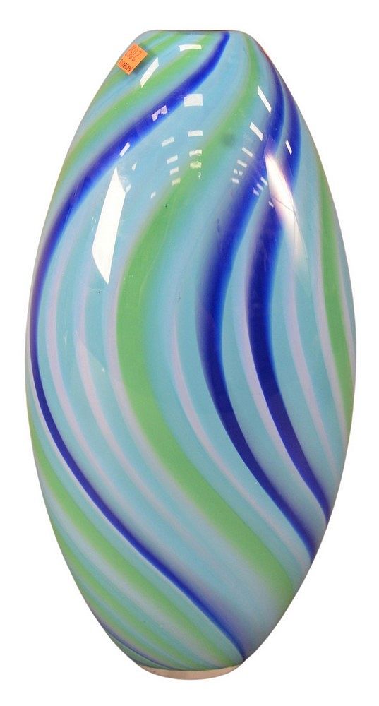 Appraisal: Seguso Viro Large Murano Glass Blue and Green Vase Bariloche