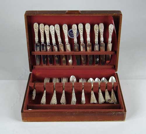 Appraisal: -PIECE CASED STERLING FLATWARE SET BY STIEFF IN THE ROSE