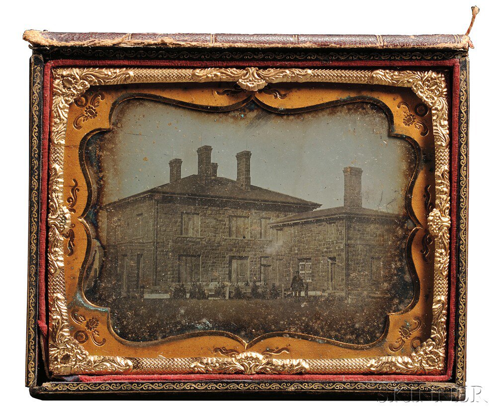 Appraisal: Half-plate Daguerreotype of a Two-story Stone Building probably Newport Rhode