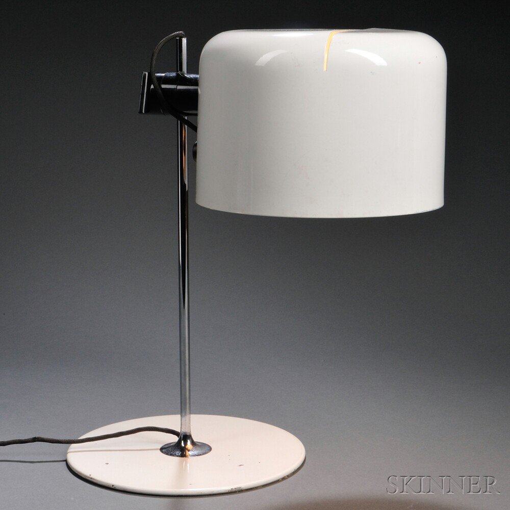 Appraisal: Joe Colombo Coupe Table Lamp Chromed and enameled metal Probably