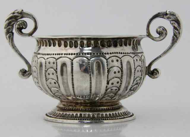 Appraisal: A silver twin-handled bowl cancelled marks marked LAO and case