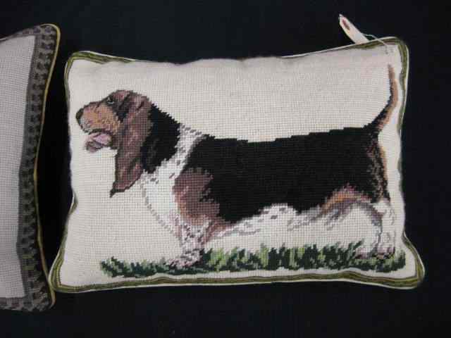 Appraisal: Needlepoint Pillow of a Basset Hound '' x ''