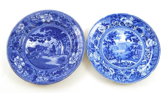 Appraisal: th C Staffordshire two blue transferware dinner plates Doctor Syntax