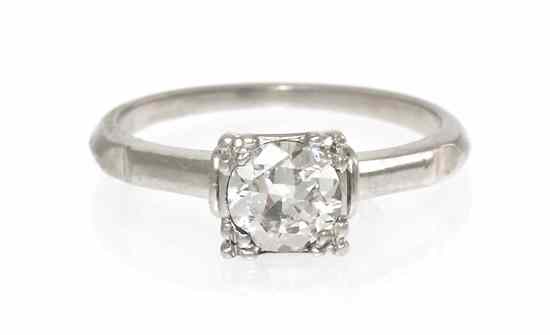 Appraisal: A Platinum and Diamond Solitaire Ring containing one round transitional