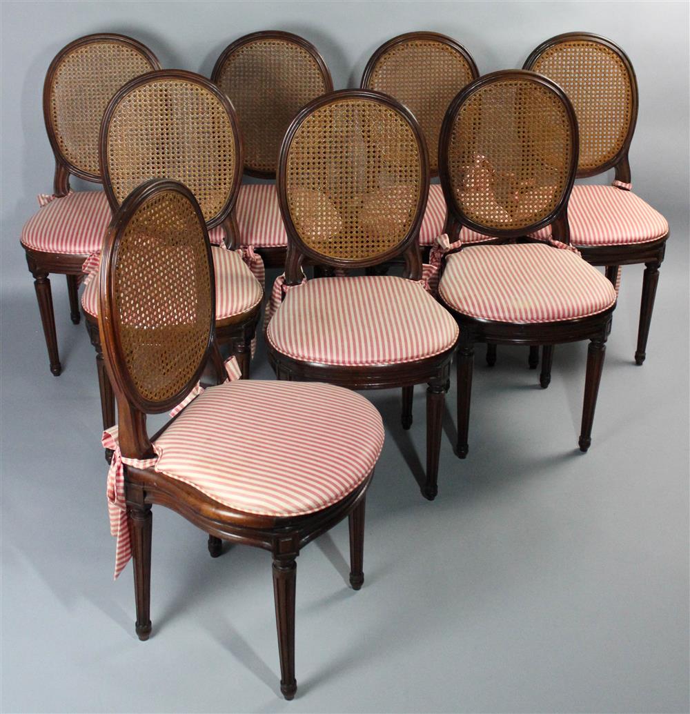 Appraisal: SET OF EIGHT LOUIS XVI STYLE CANED MAHOGANY DINING CHAIRS