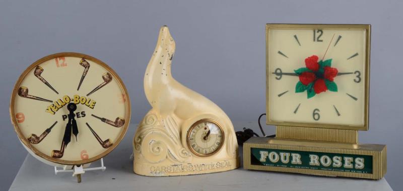 Appraisal: Lot of Advertising Display Clocks Including - Carstairs White Seal