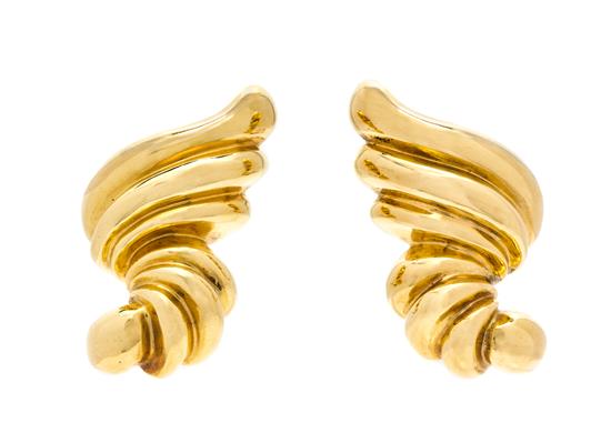 Appraisal: Sale Lot A Pair of Karat Yellow Gold Earclips in