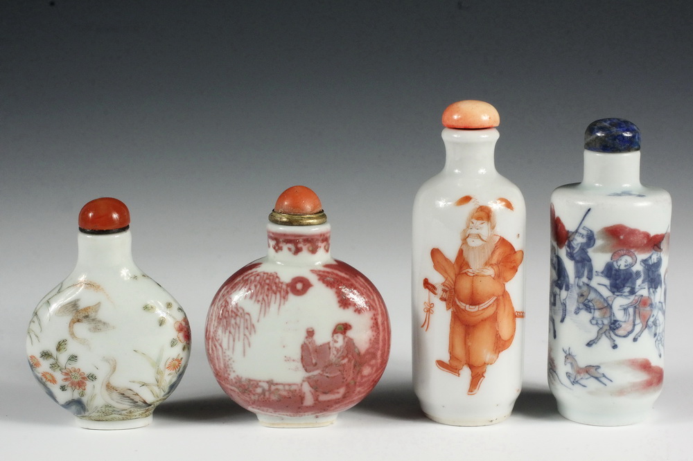 Appraisal: A GROUP OF PORCELAIN SNUFF BOTTLES - Including A Small