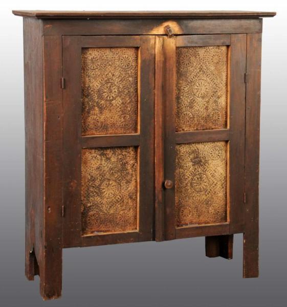 Appraisal: Wooden Primitive Pie Safe Cabinet Description Pine wood Doors have