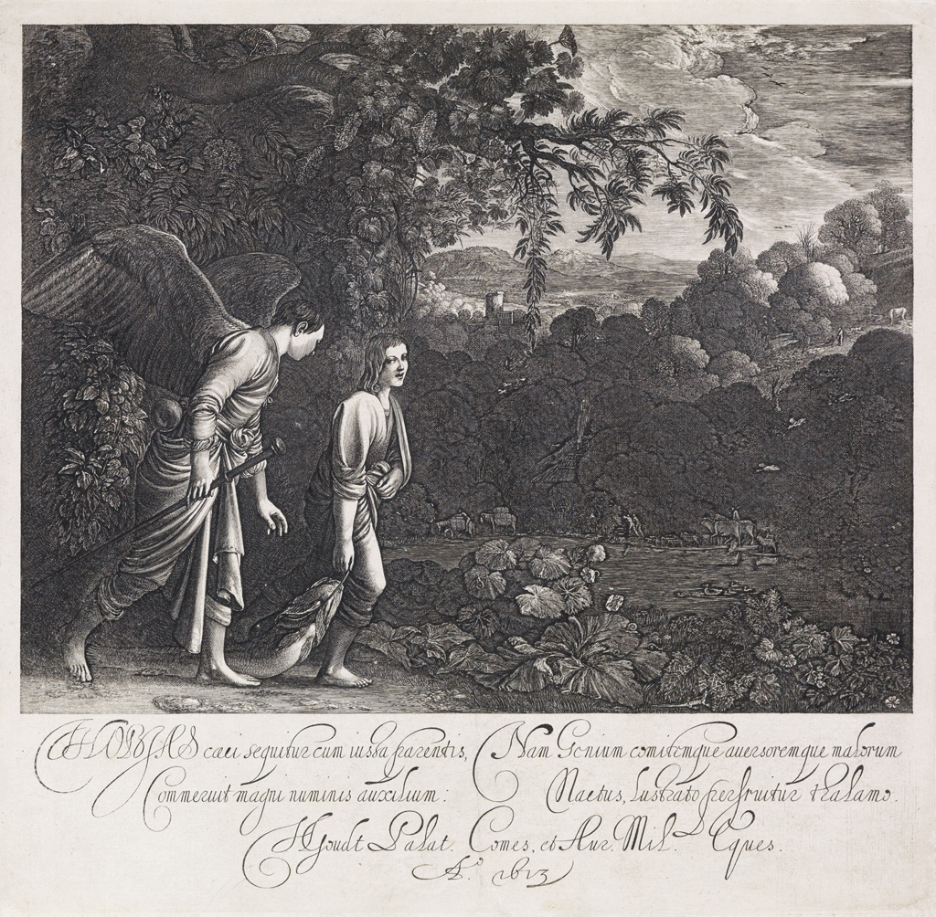 Appraisal: HENDRICK GOUDT after Elsheimer Tobias and the Angel Etching and