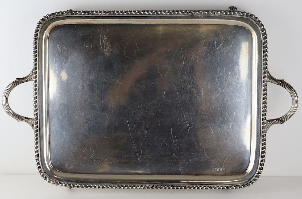 Appraisal: SILVER Scottish Silver Footed Serving Tray With Glasgow city stamps