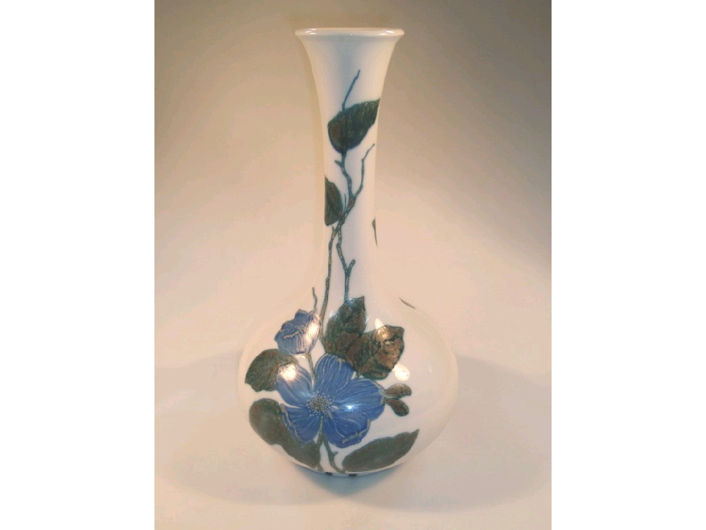 Appraisal: A large Lladro bottle vase painted with blue flowers and