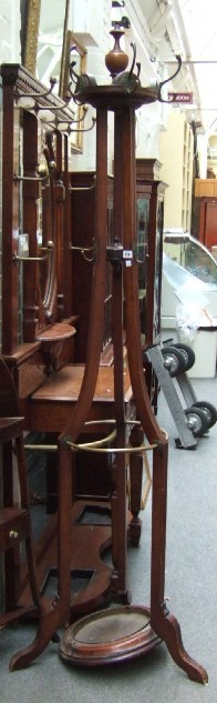 Appraisal: A th century mahogany and brass mounted coat hat stand