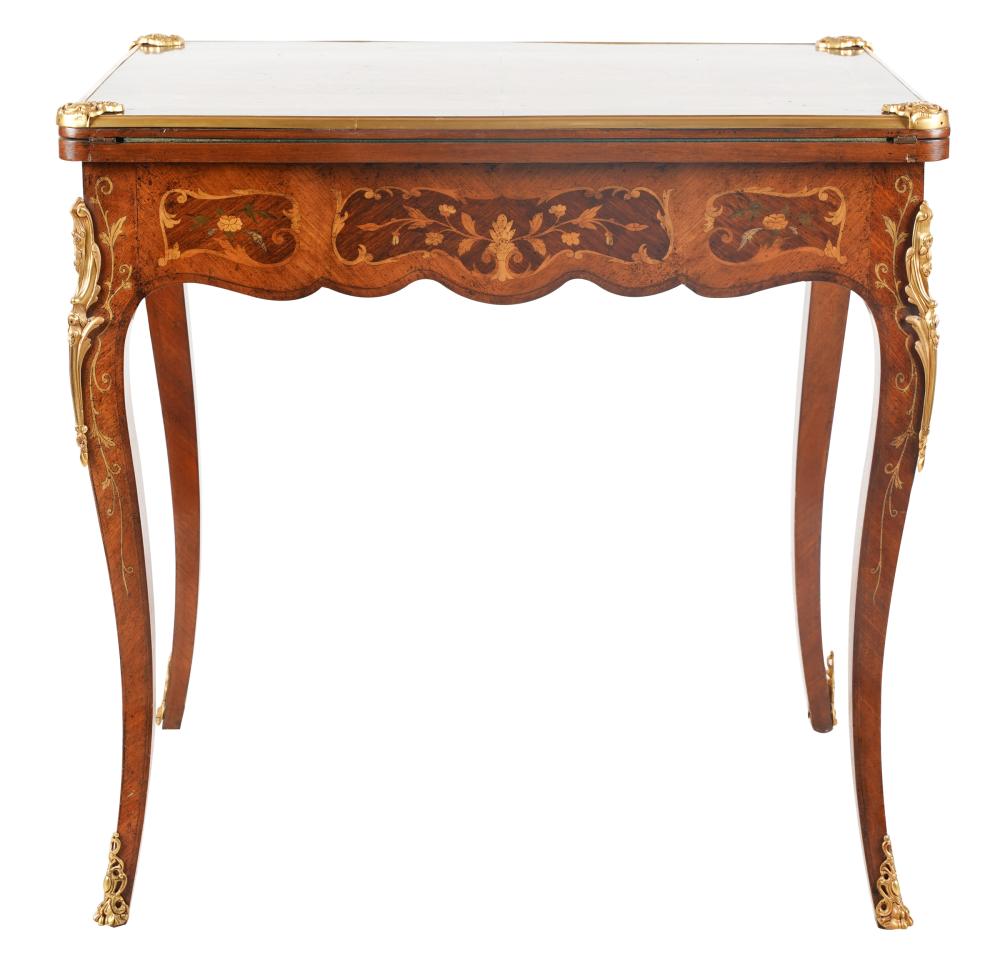 Appraisal: LOUIS XV-STYLE MARQUETRY GAMES TABLE th century the hinged top