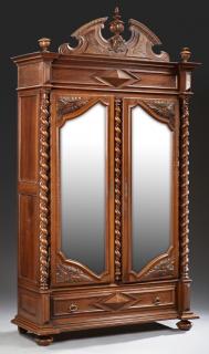 Appraisal: French Henri II Style Carved Walnut Armoire th c the