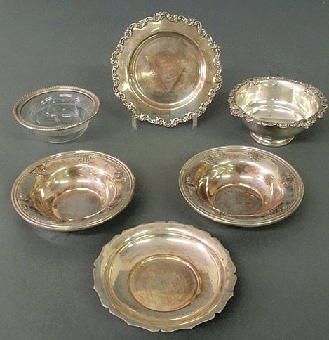 Appraisal: Group of sterling silver items- bowls dia plate dia glass