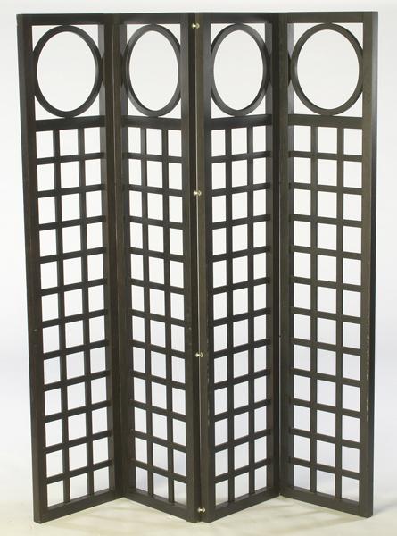 Appraisal: STYLE OF RICHARD MEIER Room screen with four ebonized gridded