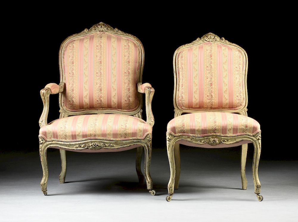 Appraisal: A SET OF SIX LOUIS XV STYLE PAINTED AND PARCEL