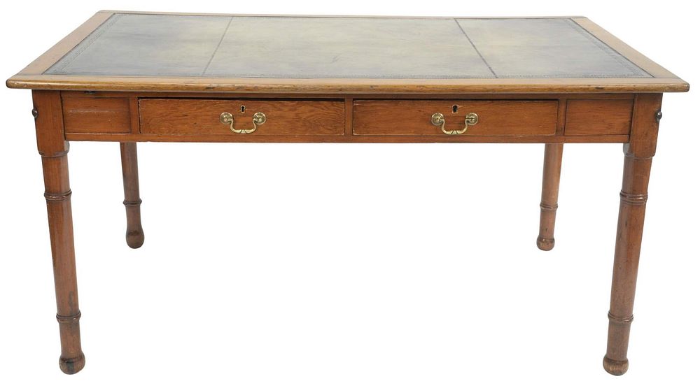 Appraisal: George IV Oak Writing Table with inset tooled leather top