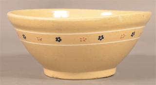 Appraisal: Yellowware Pottery Mixing Bowl Floral band decoration h x -