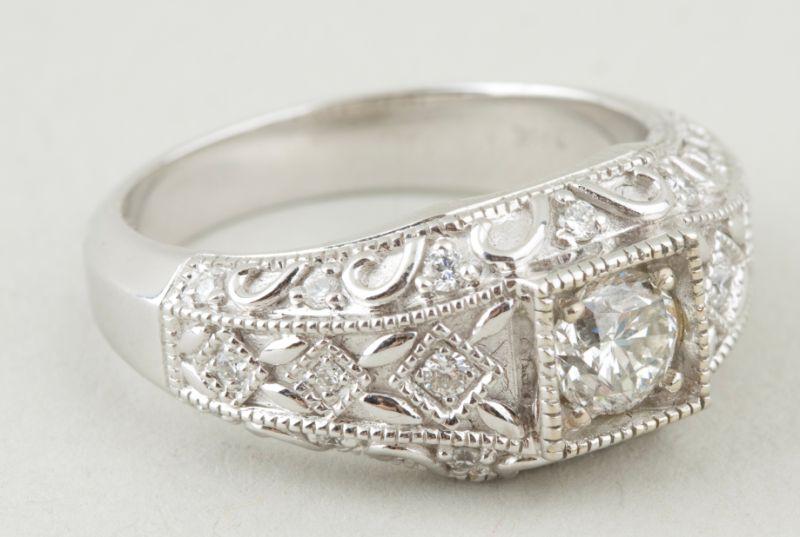 Appraisal: KT White Gold Diamond Ring antique reproduction with one round