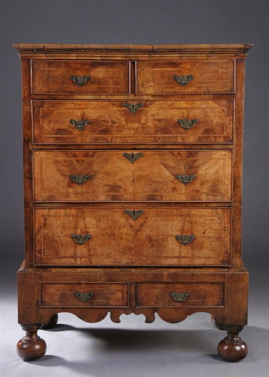 Appraisal: GEORGE I WALNUT CHEST ON STAND early th century modified