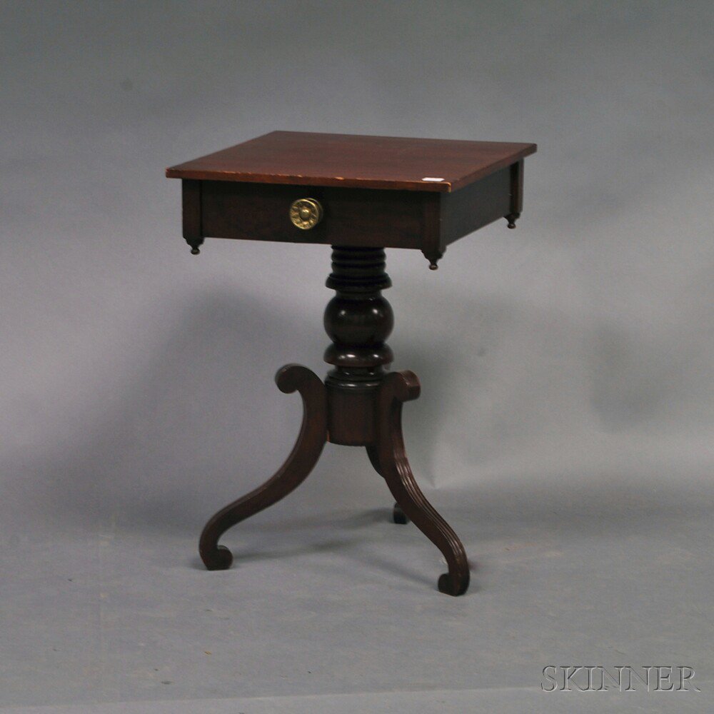 Appraisal: Classical Mahogany One-drawer Stand America early th century the square