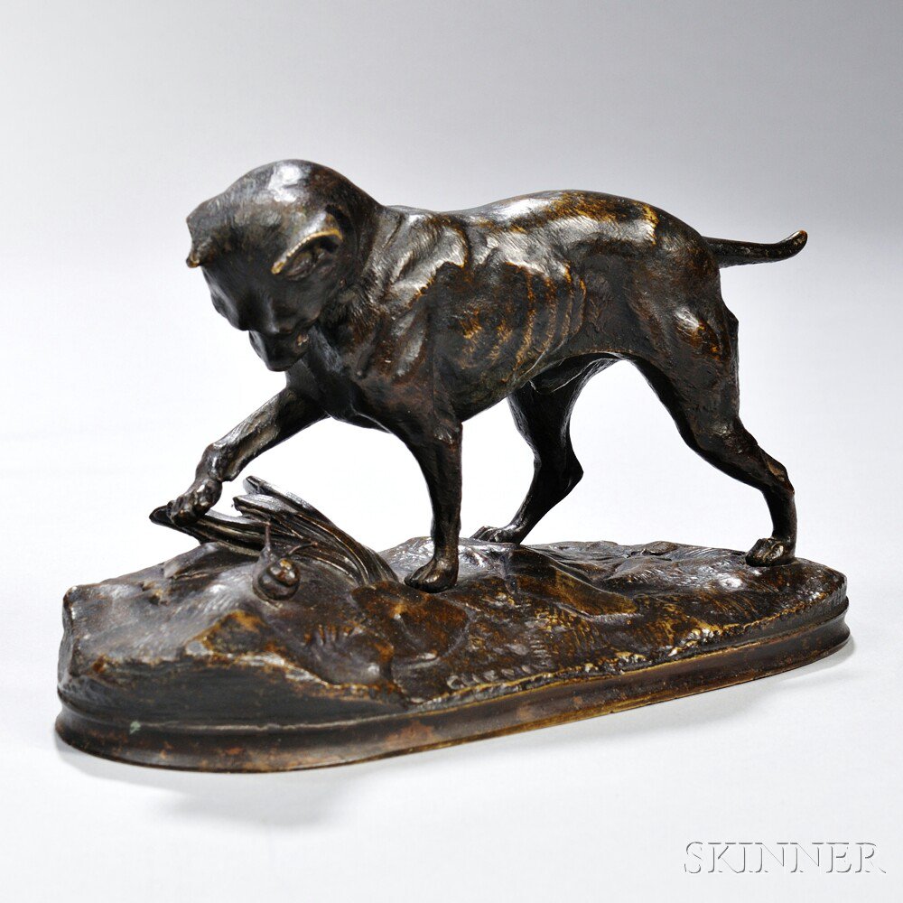 Appraisal: After Joseph Victor Chemin - Bronze Terrier the dog playing