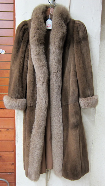 Appraisal: LADIES FULL LENGTH MINK FOX REVERSIBLE RAIN COAT sheared natural