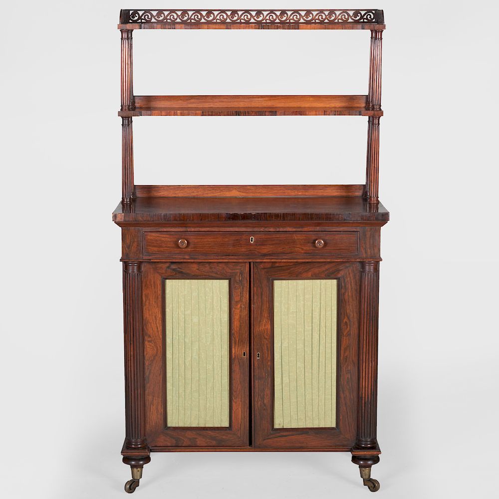 Appraisal: Regency Mahogany Chiffonnier With fitted interior and leather writing surface