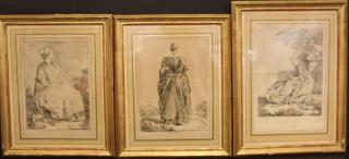 Appraisal: After Antoine Watteau French Three engravings depicting noblewomen made by