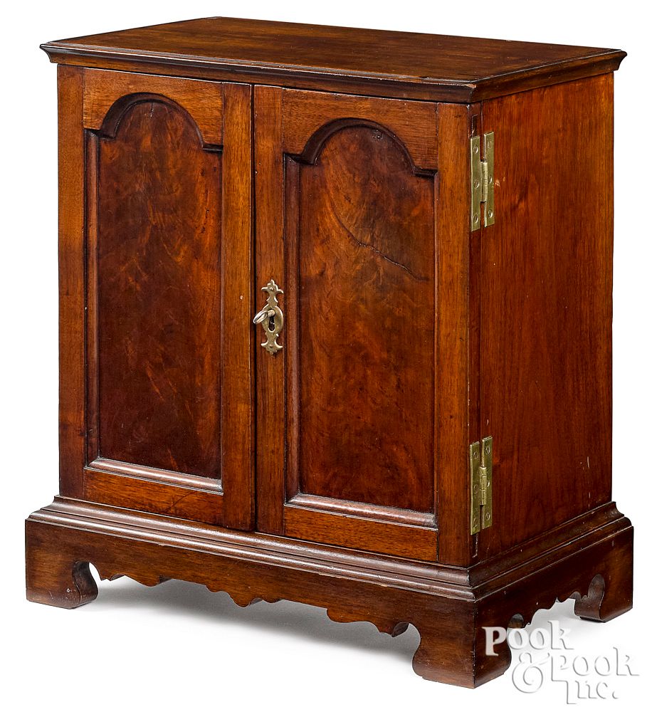 Appraisal: Pennsylvania Queen Anne walnut spice cabinet Pennsylvania Queen Anne walnut