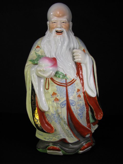 Appraisal: Large th century Chinese hand painted porcelain statue of Fukurokuju