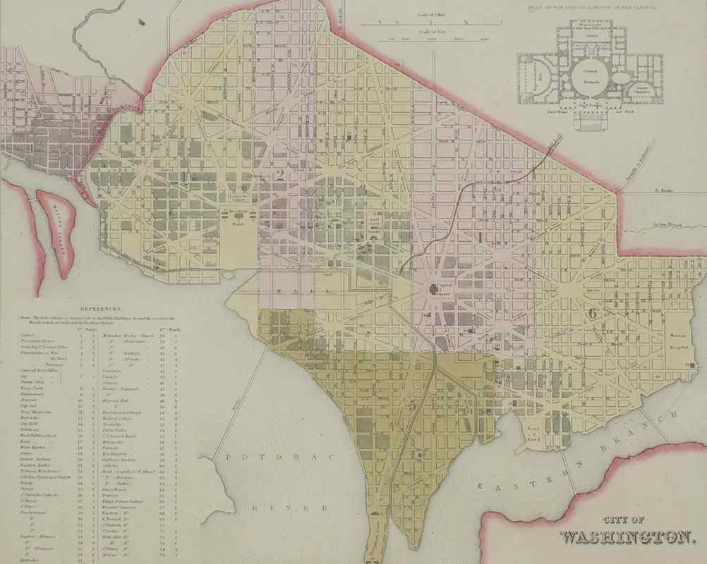 Appraisal: TANNER MAP OF WASHINGTON D C Hand colored copper engraving