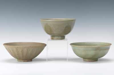 Appraisal: Three Chinese Longquan Lotus Bowls Song Dynasty Three fine examples