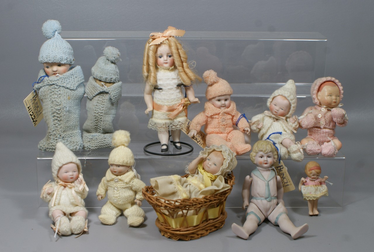 Appraisal: Miniature All Bisque Dolls including babies of which are Bye-lo