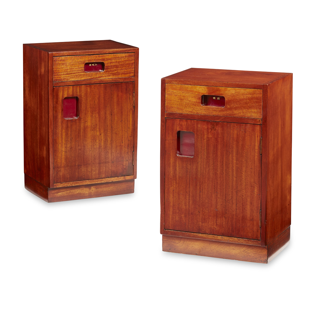 Appraisal: PAIR OF MAHOGANY BEDSIDE CABINETS MID TH CENTURY converted from