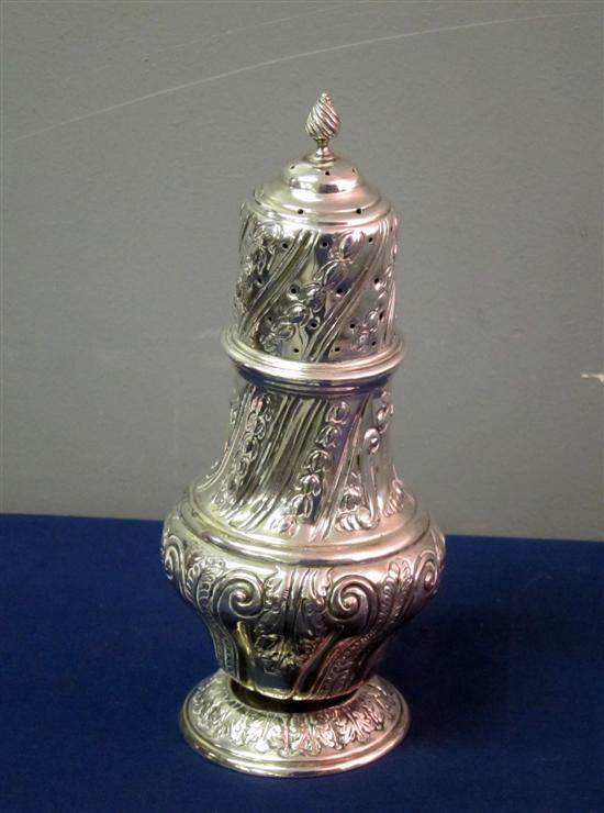 Appraisal: Victorian silver sugar sifter embossed with floral decoration London ozs