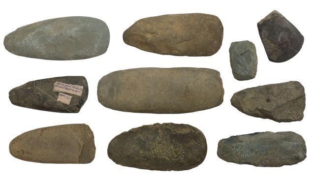 Appraisal: lot of Native American stone Adze cutting tools one marked