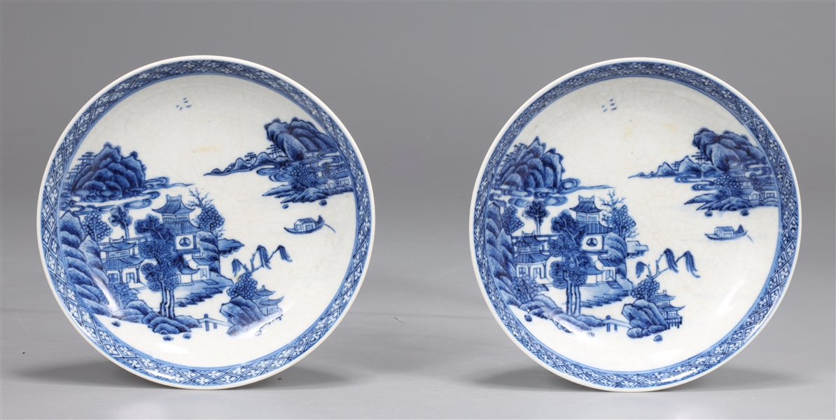 Appraisal: Chinese export soft-paste blue and white porcelain dishes each with