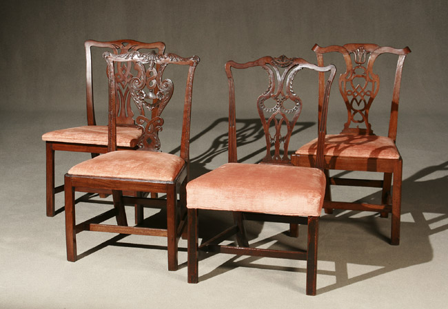 Appraisal: Assembled Set of Four George III Mahogany Side Chairs Last