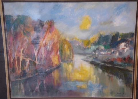 Appraisal: Joan May o c fall river landscape x Estimate -