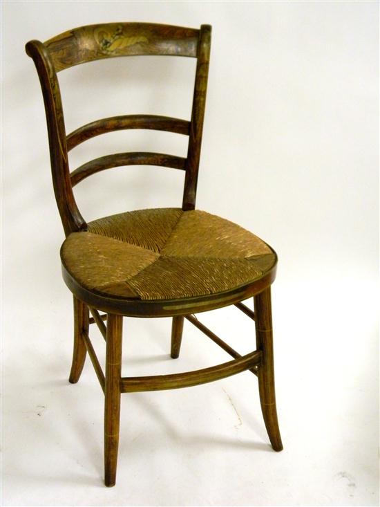 Appraisal: Sheraton fancy chair handsome grain painted and stencilled rush seat