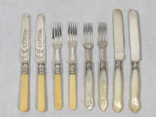 Appraisal: A set of six pairs of silver plated dessert knives