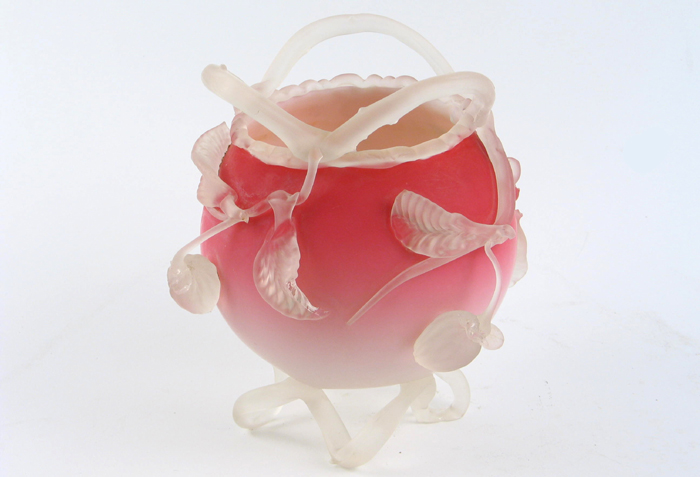 Appraisal: AN AMERICAN PEACHBLOW MATSU-NO-KU SATIN GLASS ROSE BOWL applied opaque