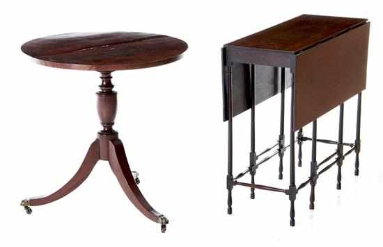 Appraisal: Regency style mahogany tilt-top and drop-leaf tables late th early