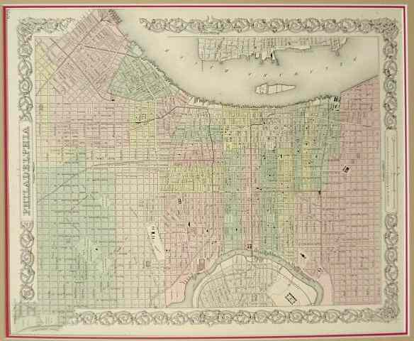 Appraisal: Colored map of Philadelphia by J H Colton Co New