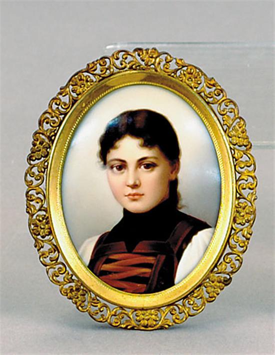 Appraisal: Continental oval porcelain plaque circa portrait of an Eastern European