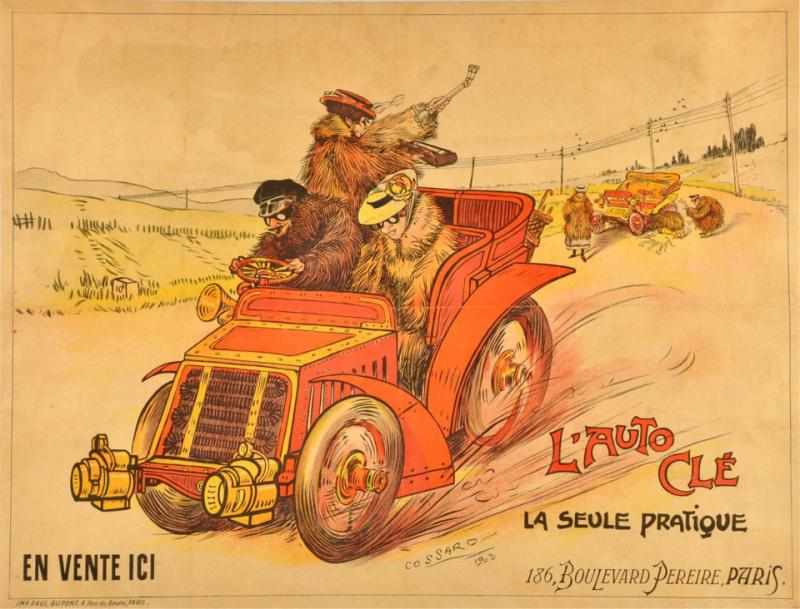 Appraisal: Heavy Cardboard L'Auto Cle Poster French Dated by Cossard One