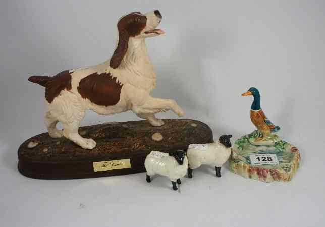 Appraisal: Beswick Spaniel on a Wooden Base Mallard Duck Dish and